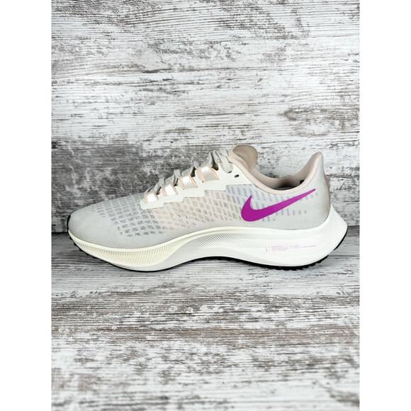Womens Nike Air Zoom Pegasus 37 Ivory/Ghost Pink/Barely Volt Running Shoes Sz 9 - Picture 3 of 9